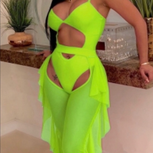 slime green swimsuit